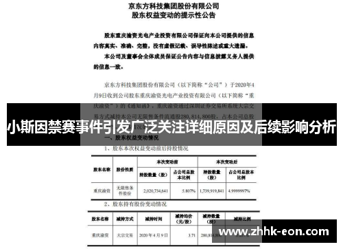 小斯因禁赛事件引发广泛关注详细原因及后续影响分析 小斯因禁赛事件引发广泛关注详细原因及后续影响分析